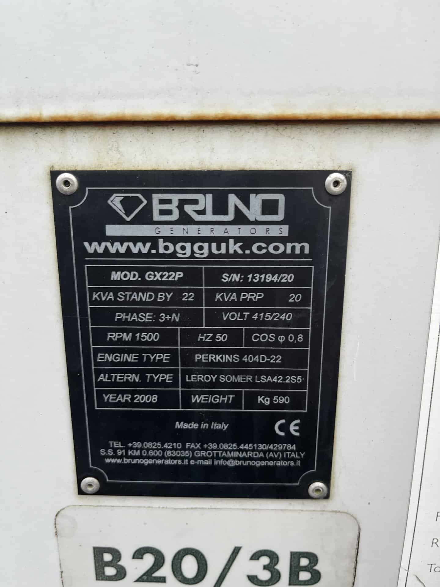 Bruno 20kVA Rental Spec Diesel Generator Trailer Mounted Used - Image 9