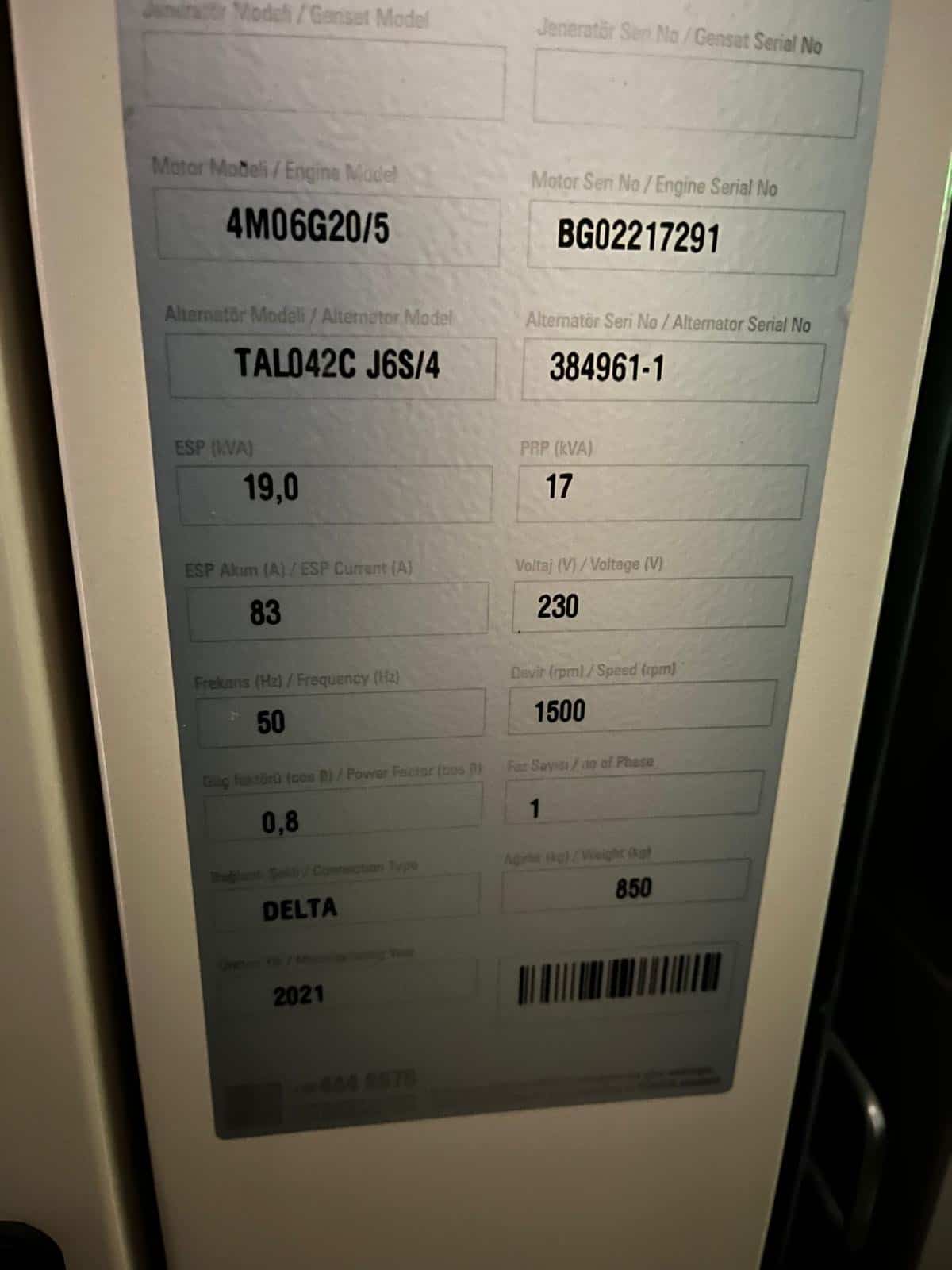 Teksan 17Kva Single Phase Silenced Diesel Generator - Image 6